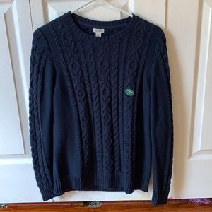 Navy blue L. L. Bean cable knit sweater. New